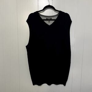 Nordstrom Men's Shop Navy Cable Knit Merino Wool V-neck Classic Vest XXL